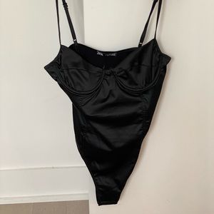Satin Effect Corset Bodysuit